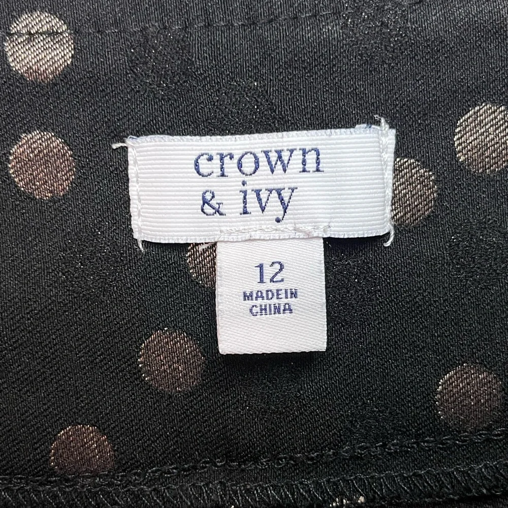 Crown & Ivy Black Pants with Gold Polka Dots - Picture 6 of 7